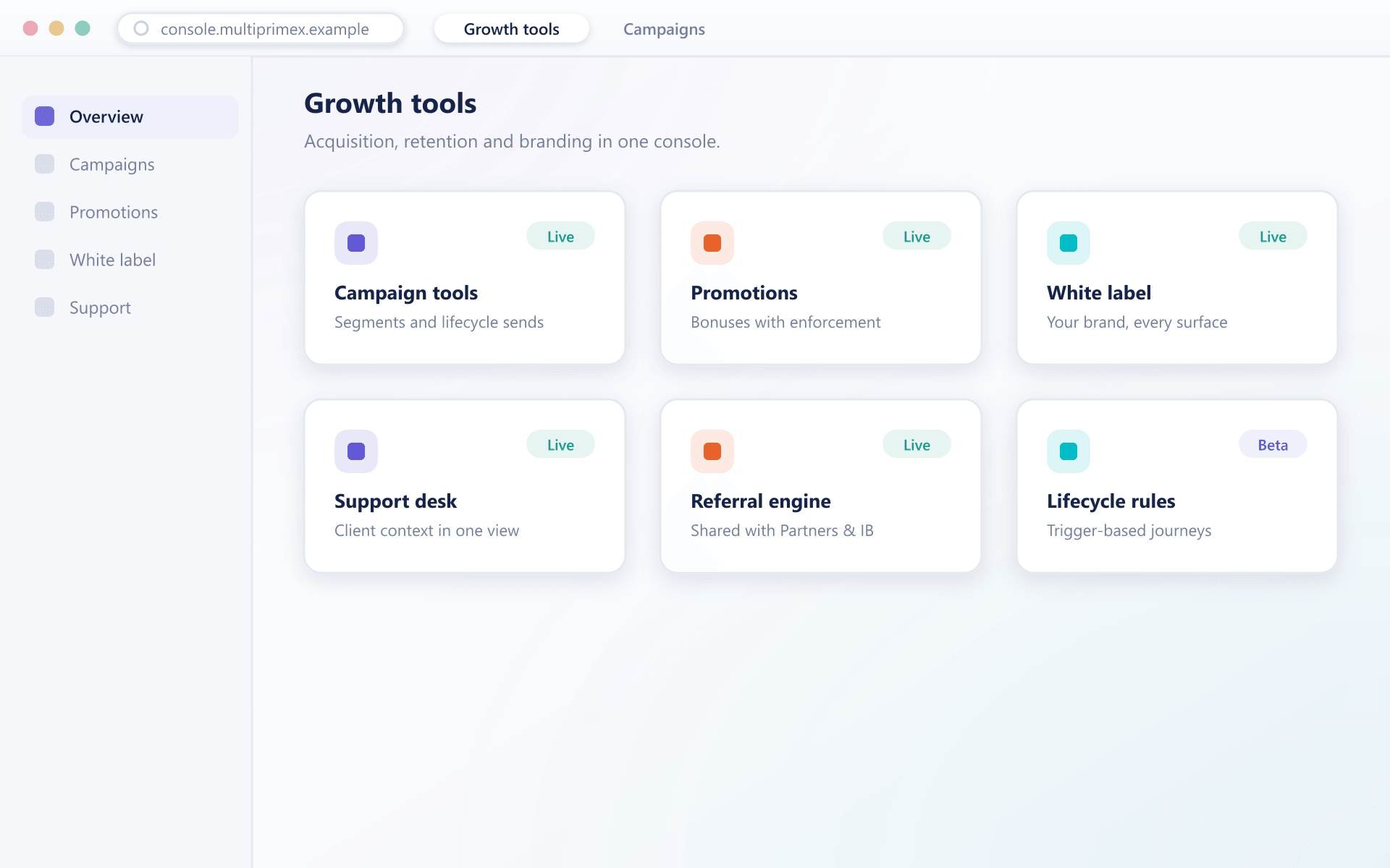 BrokerOS growth tools module grid