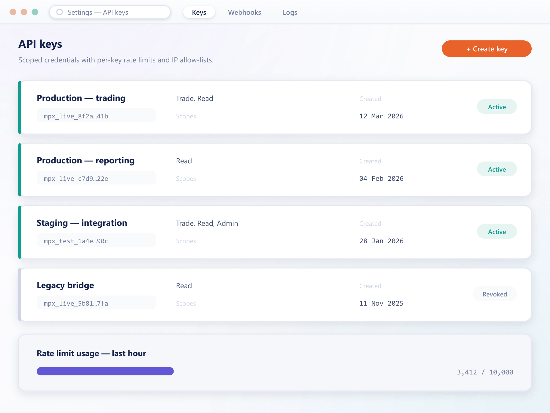 API key management