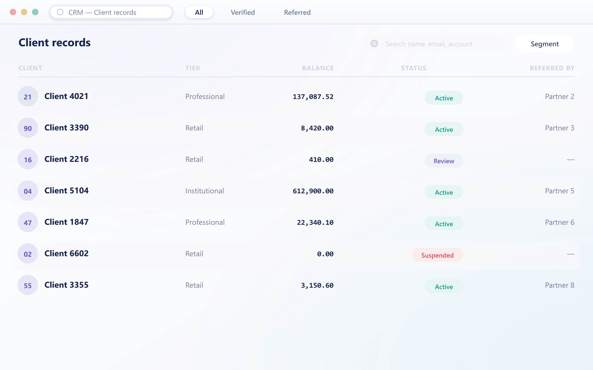 CRM and client records