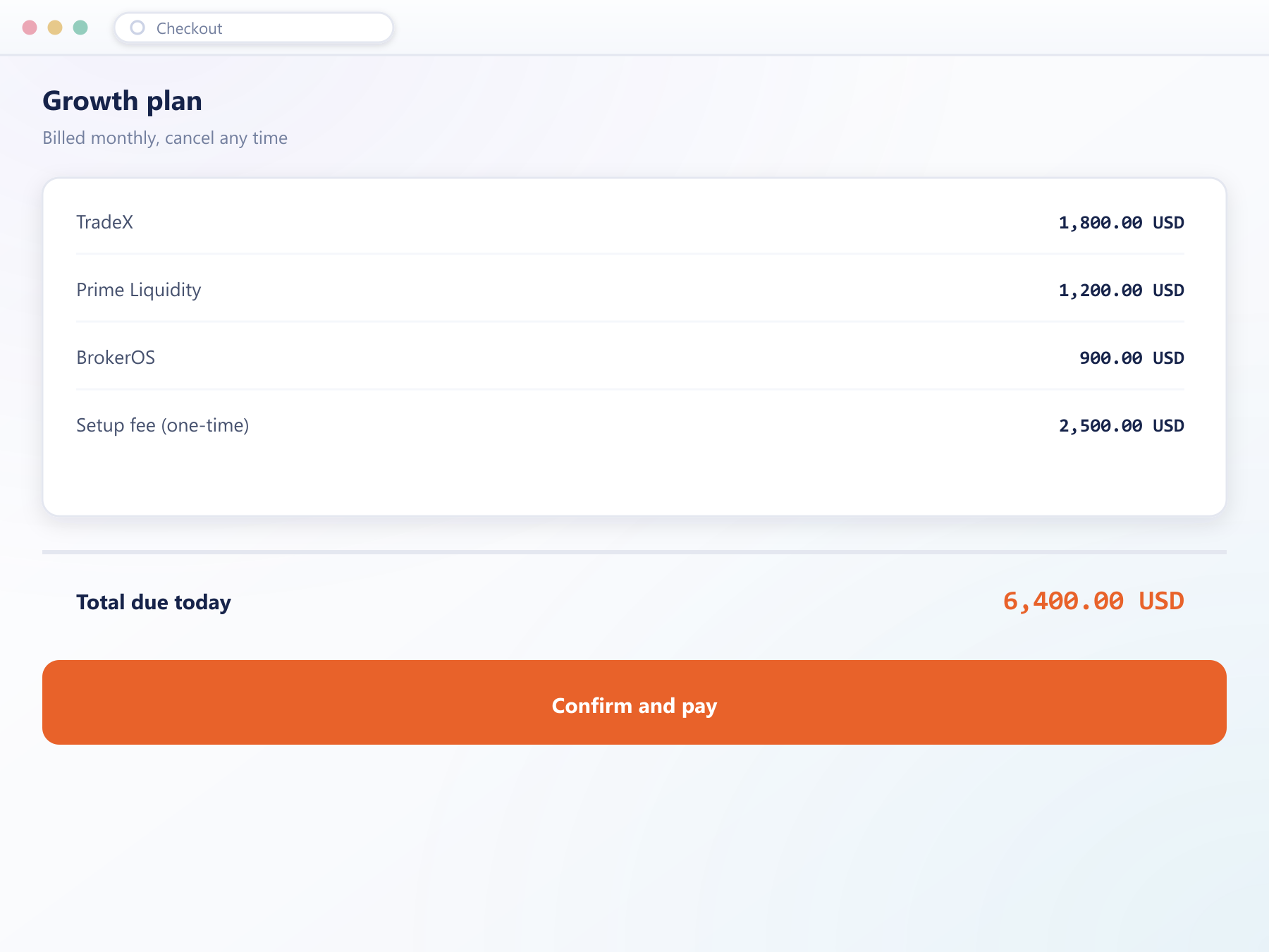 Plan checkout and order summary